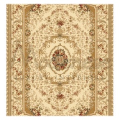 Handgeknüpfter Bambus-Seidenteppich des 21. Jahrhunderts, Gold, Beige