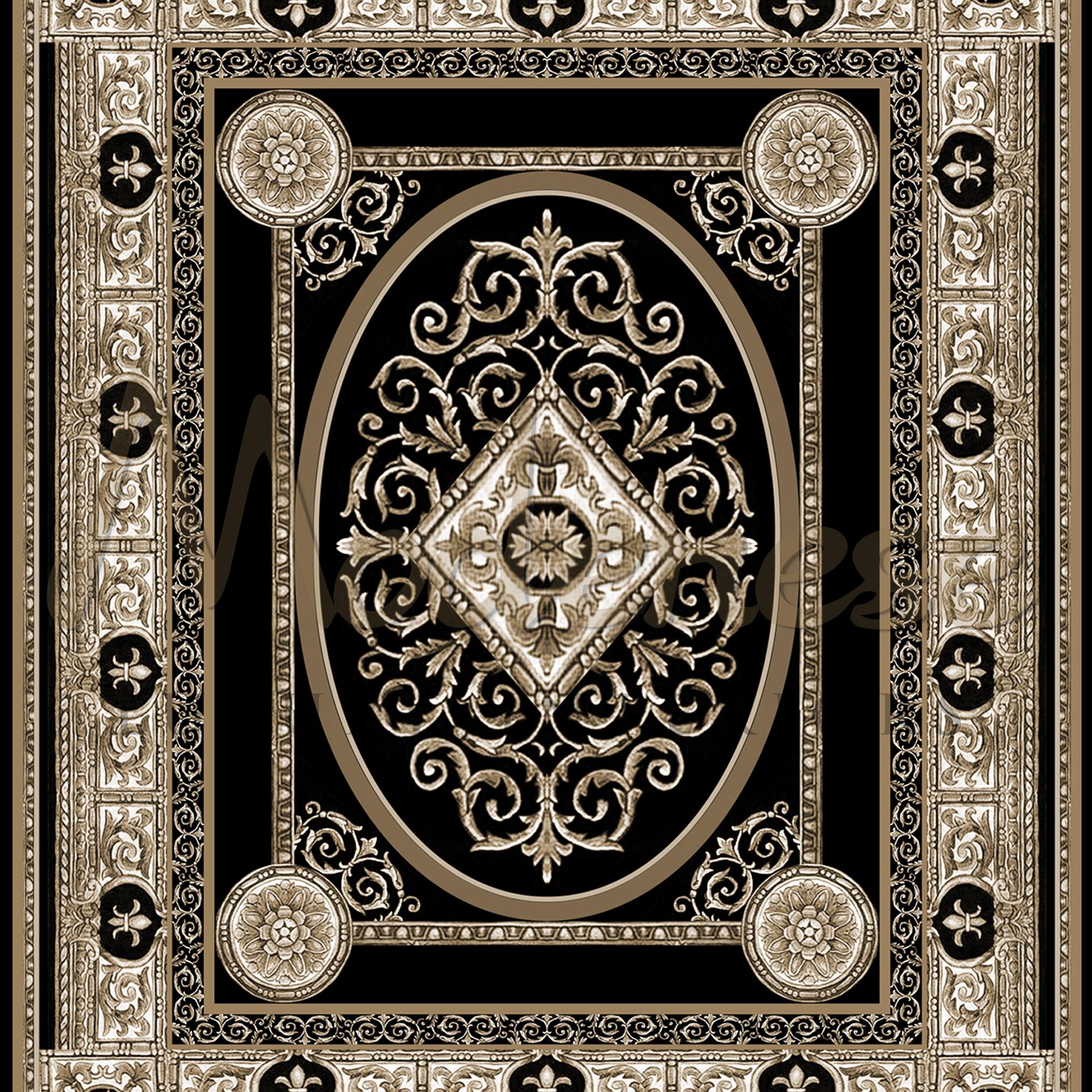 Oushak 21st Century Bamboo Silk Handknotted Rug by Modenese Interiors, Black&White For Sale