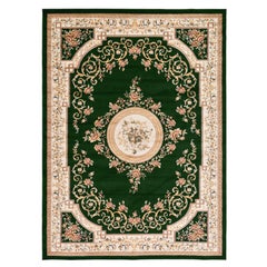 21st Century Bamboo Silk Handknotted Rug by Modenese Interiors, Green&White
