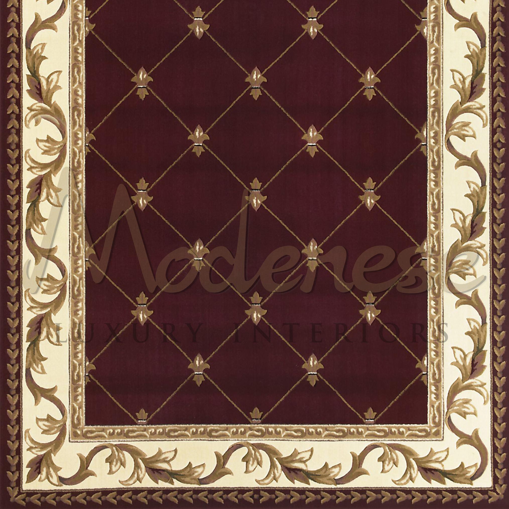 Italian 21st Century Bamboo Silk Handknotted Rug by Modenese Interiors, Red and Gold For Sale