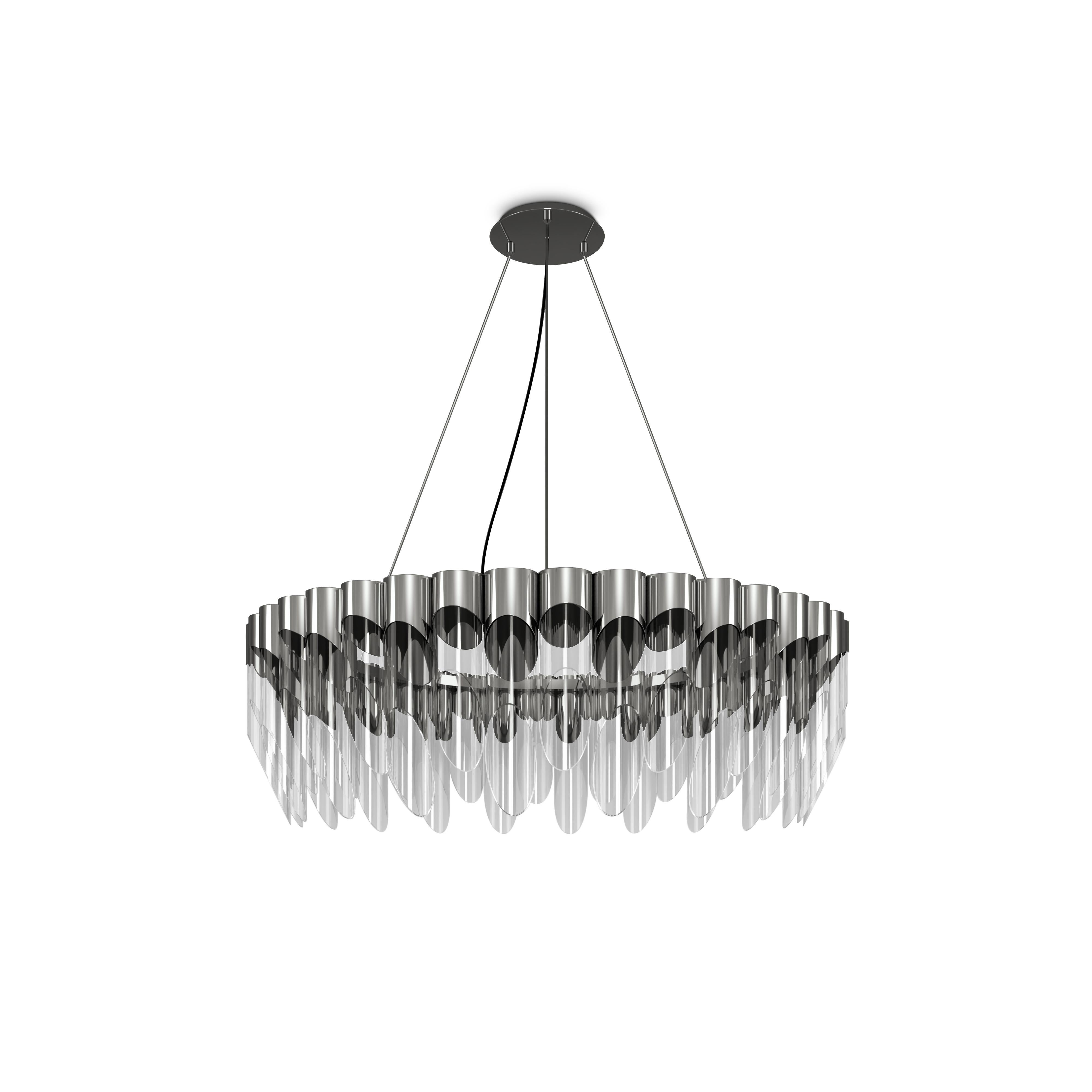 Portoghese Lampada a sospensione Bamboo del XXI secolo in vetro e ottone Made in Portugal di Creativemary in vendita