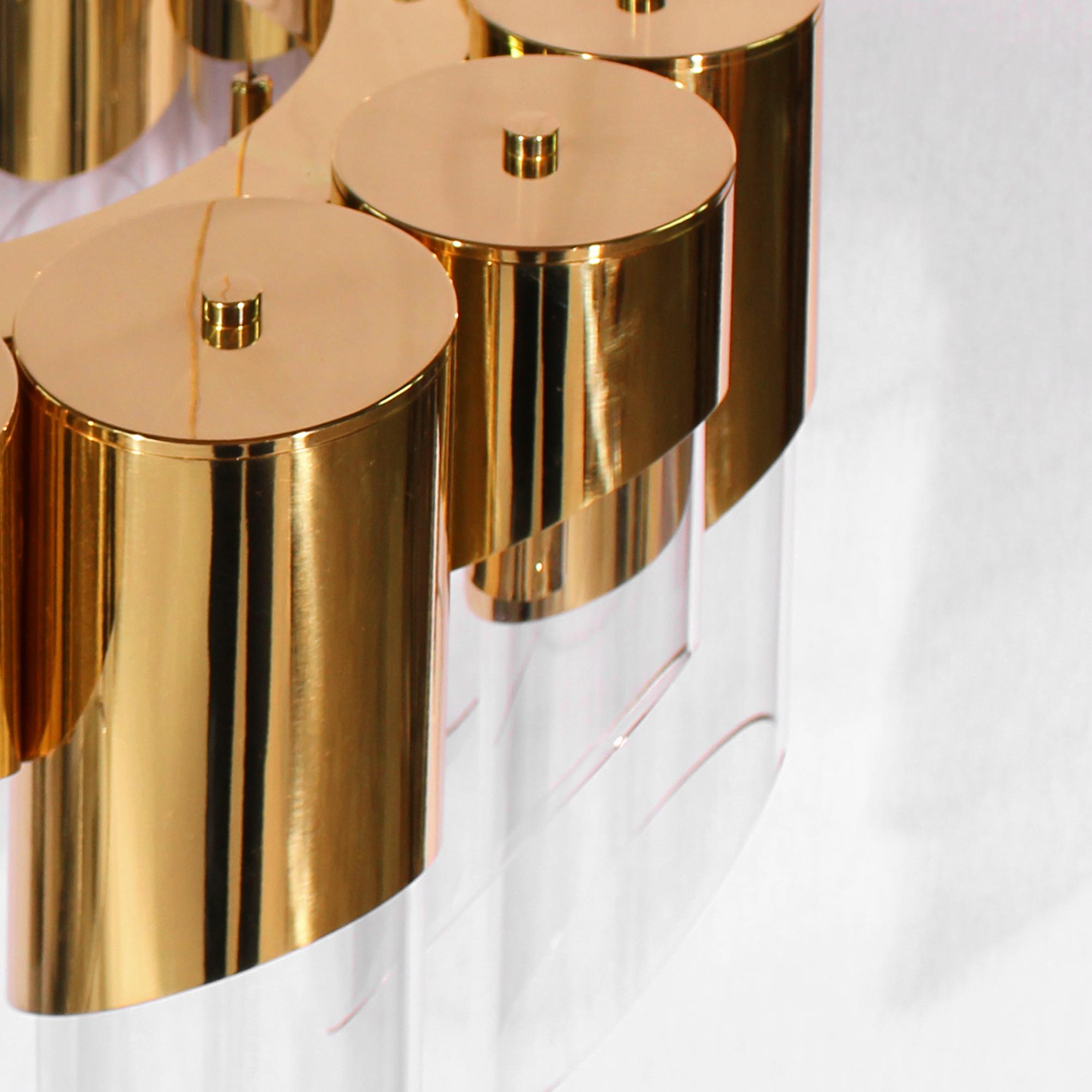Ottone Lampada a sospensione Bamboo del XXI secolo in vetro e ottone Made in Portugal di Creativemary in vendita