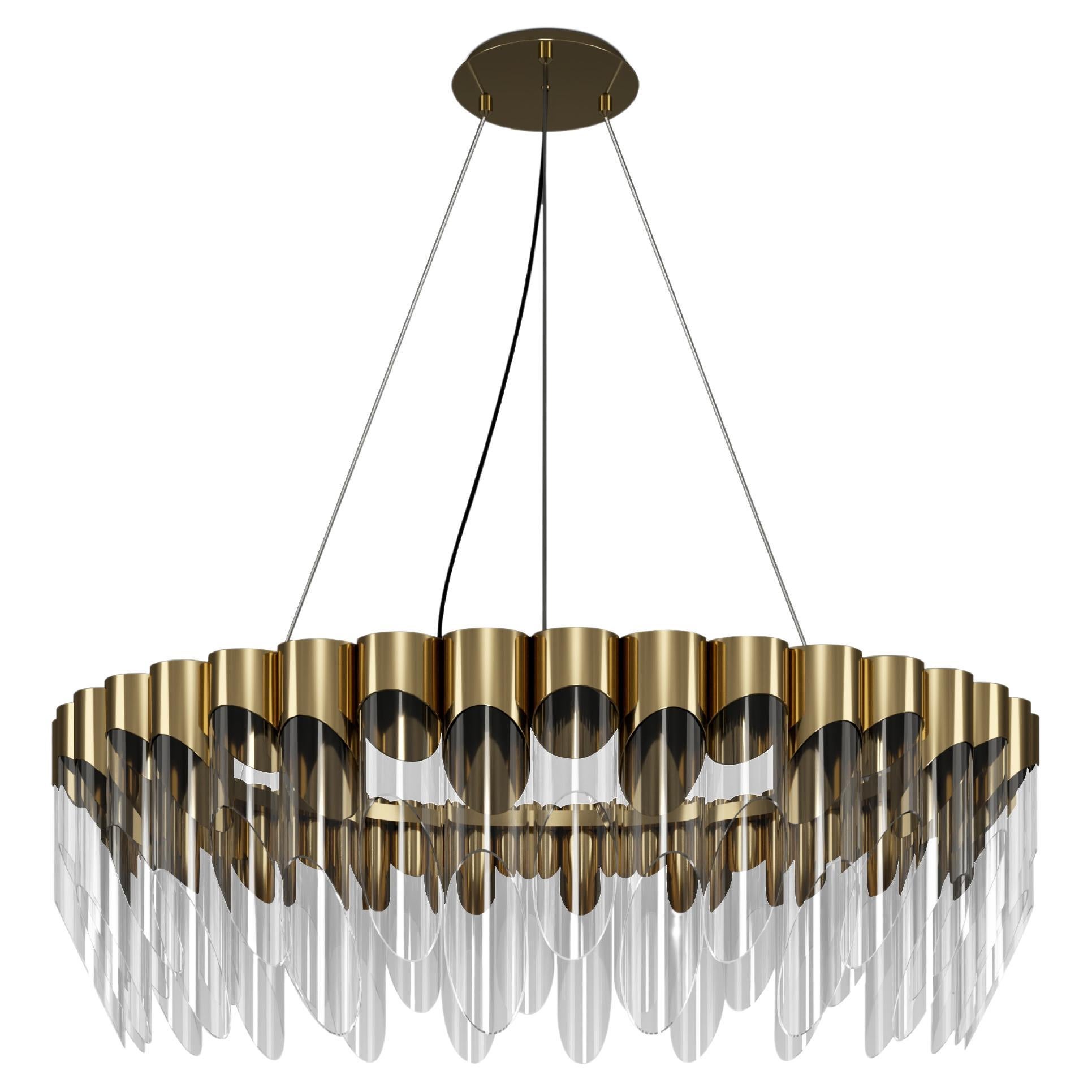 21st Century Bamboo Suspension Lamp Brass Glass Made in Portugal by Creativemary