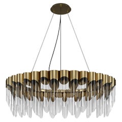 21st Century Bamboo Suspension Lamp Brass Glass Made in Portugal by Creativemary