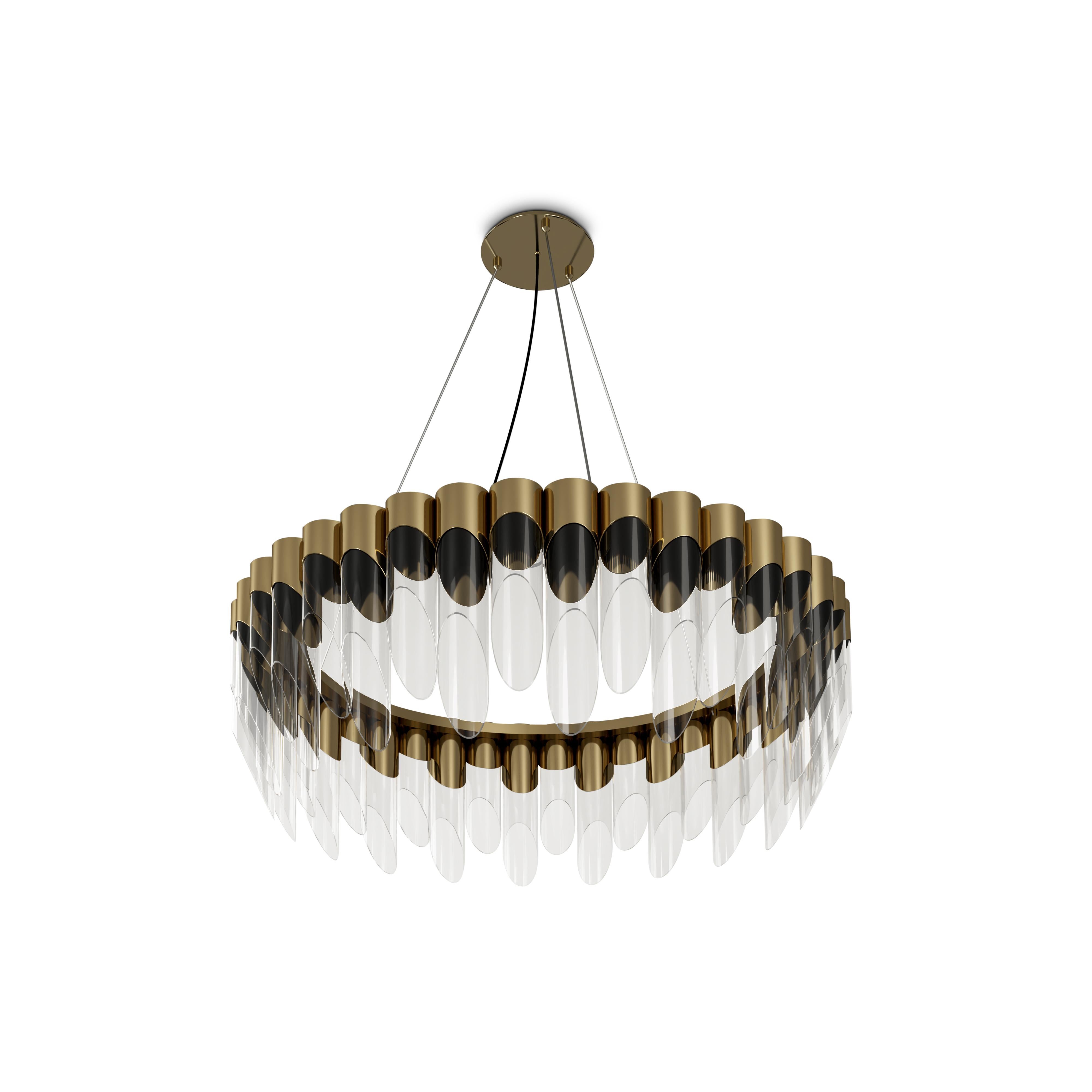21st Century Bamboo Suspension Lamp Brass Glass  by Creativemary In New Condition For Sale In RIO TINTO, PT