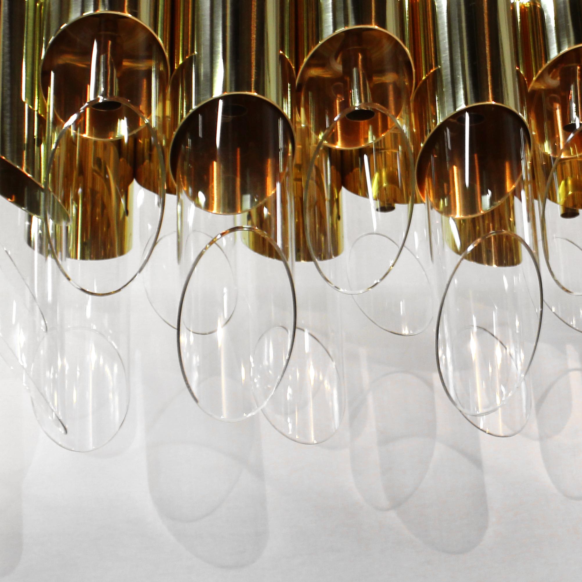 21st Century Bamboo Suspension Lamp Brass Glass  by Creativemary For Sale 2