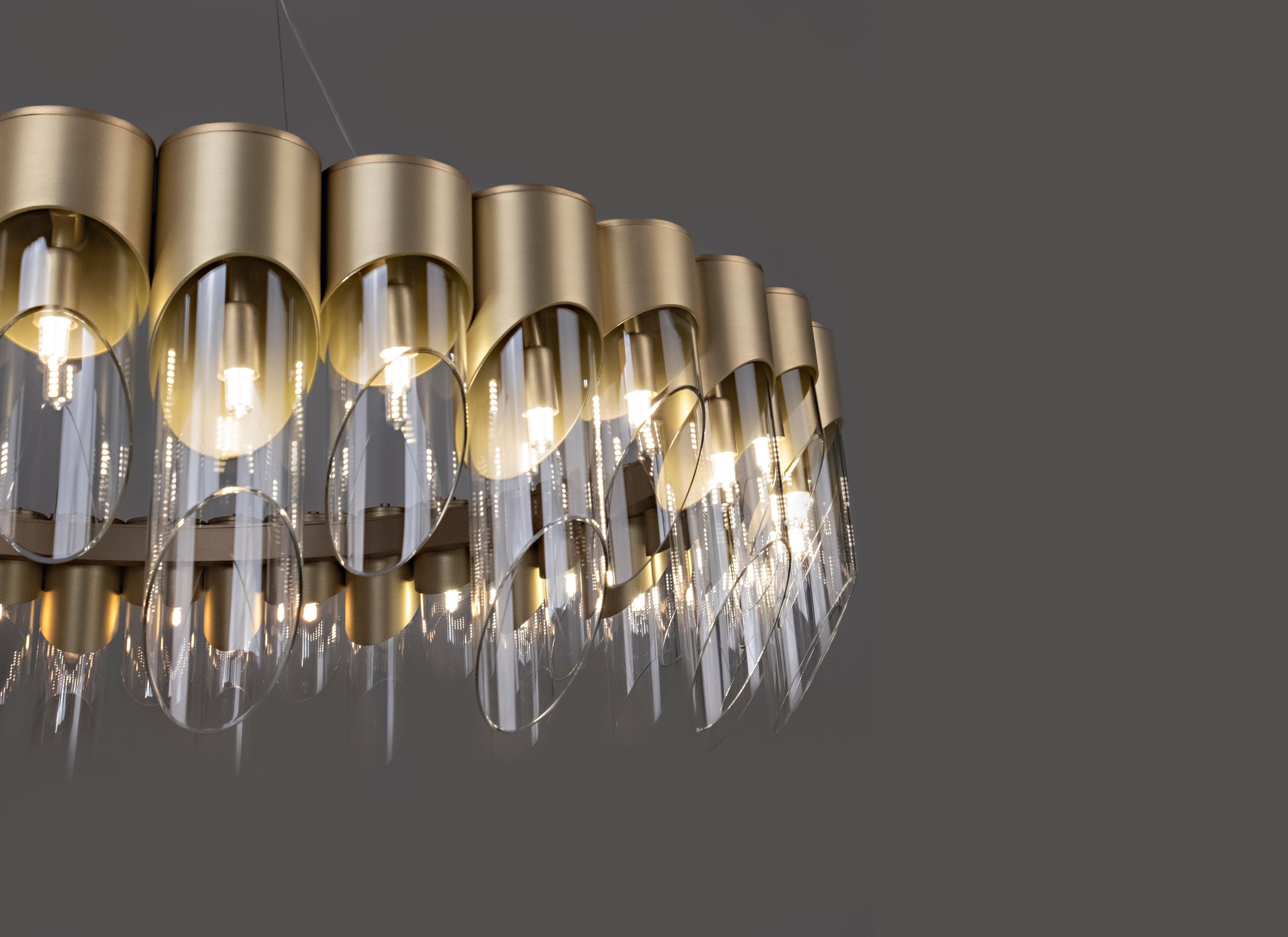 Lampada a sospensione Bamboo del XXI secolo in vetro e ottone Made in Portugal di Creativemary in vendita 3