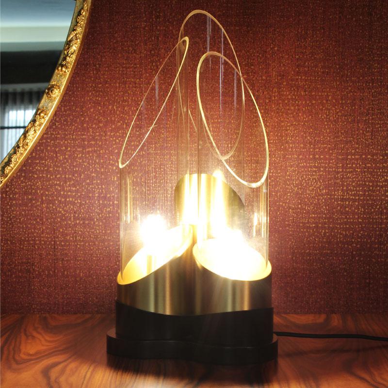 21st Century Bamboo Table Lamp Brass Aluminum Glass  by Creativemary For Sale 4