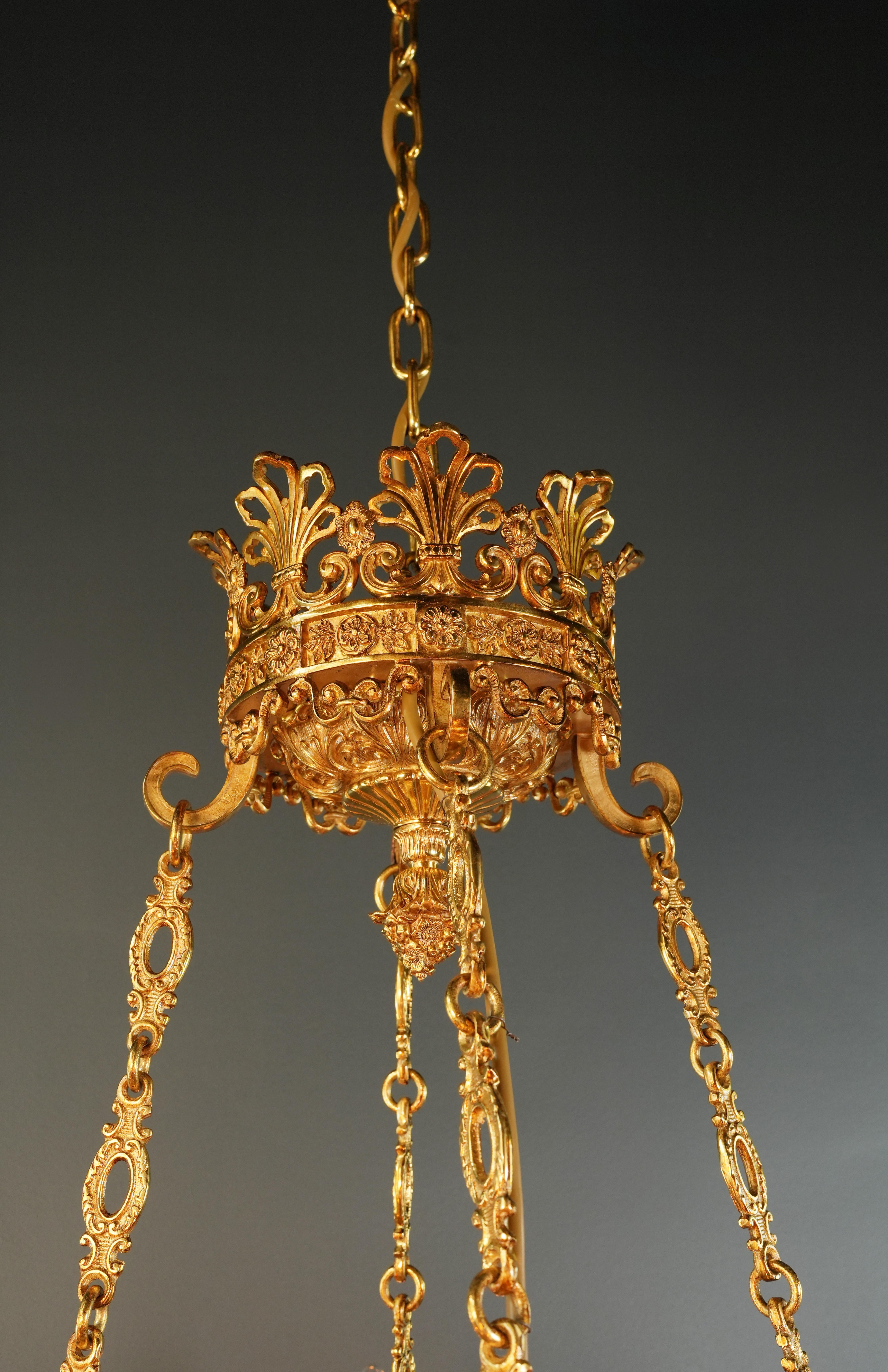 21st Century Baroque Brass Empire Chandelier Crystal Lustre Lamp Antique Gold  For Sale 8