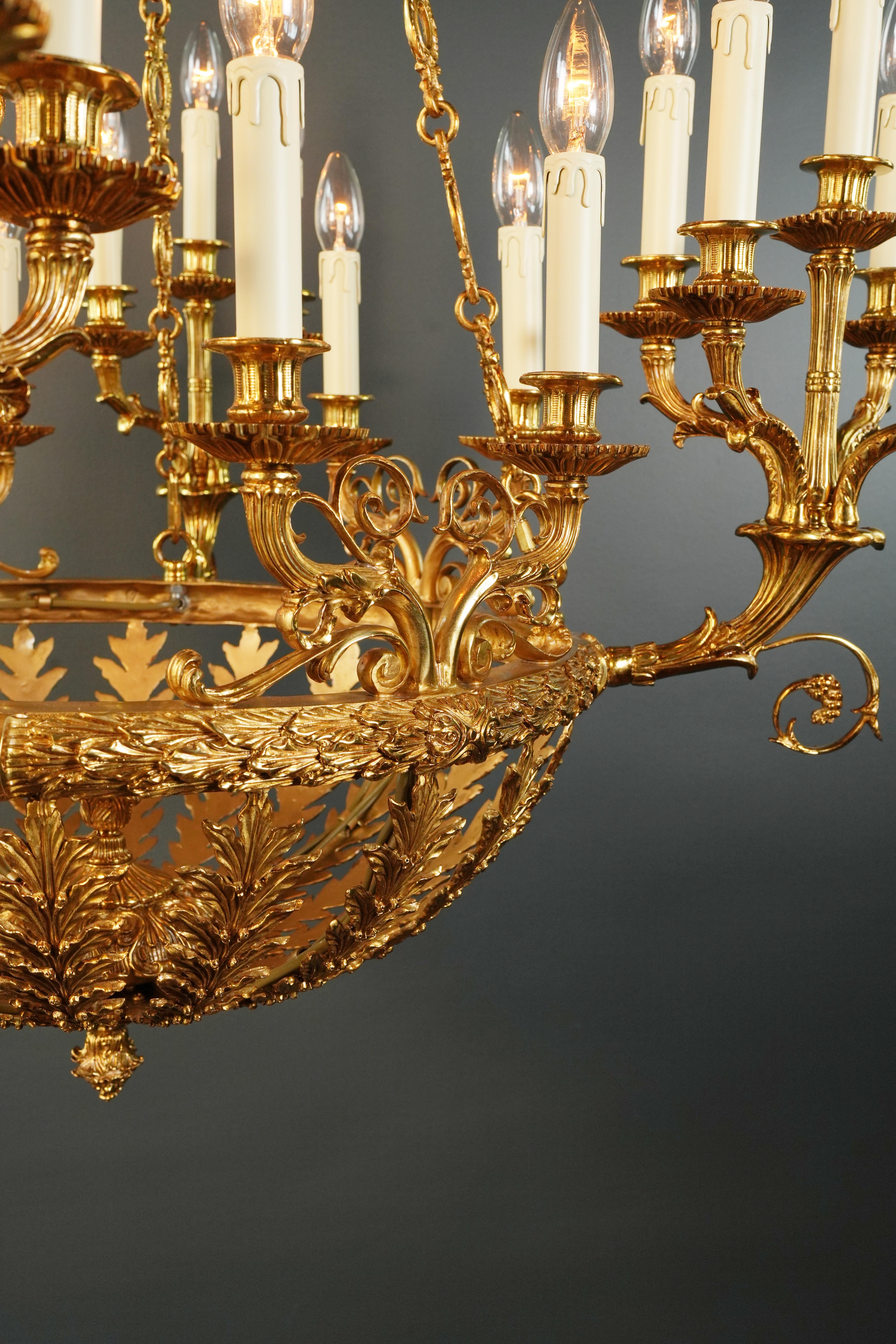 21st Century Baroque Brass Empire Chandelier Crystal Lustre Lamp Antique Gold For Sale 3