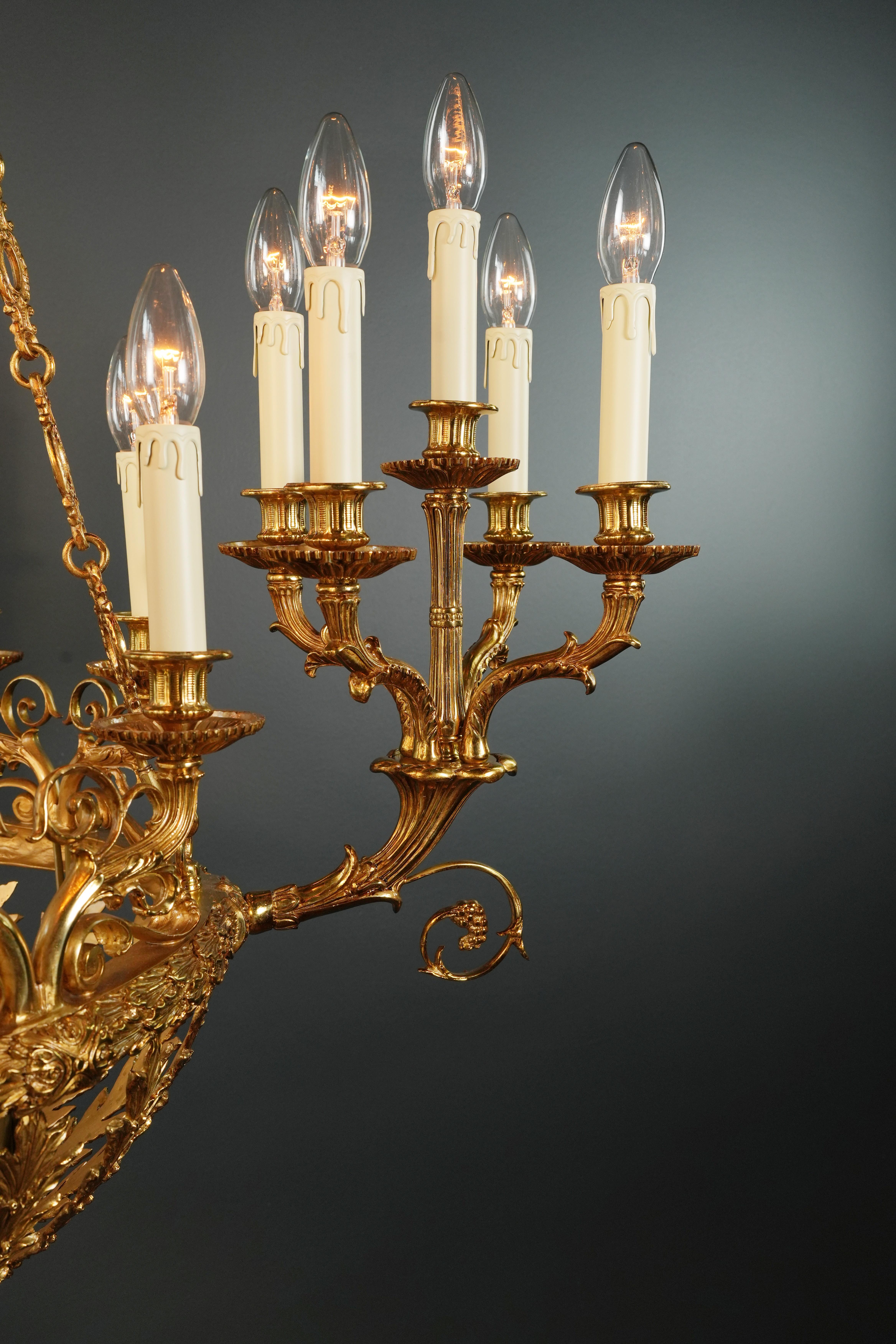 21st Century Baroque Brass Empire Chandelier Crystal Lustre Lamp Antique Gold  For Sale 2