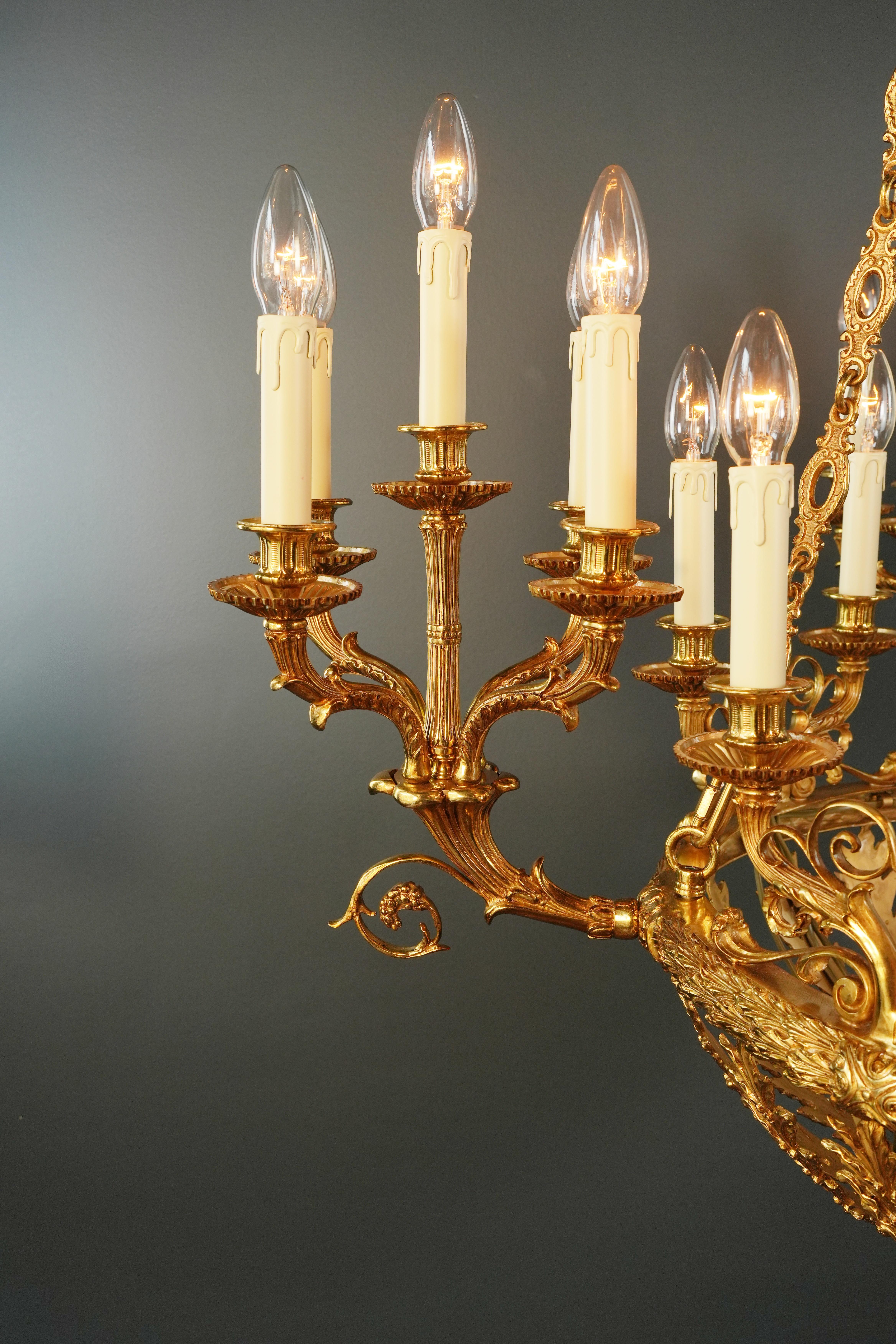 21st Century Baroque Brass Empire Chandelier Crystal Lustre Lamp Antique Gold  For Sale 1