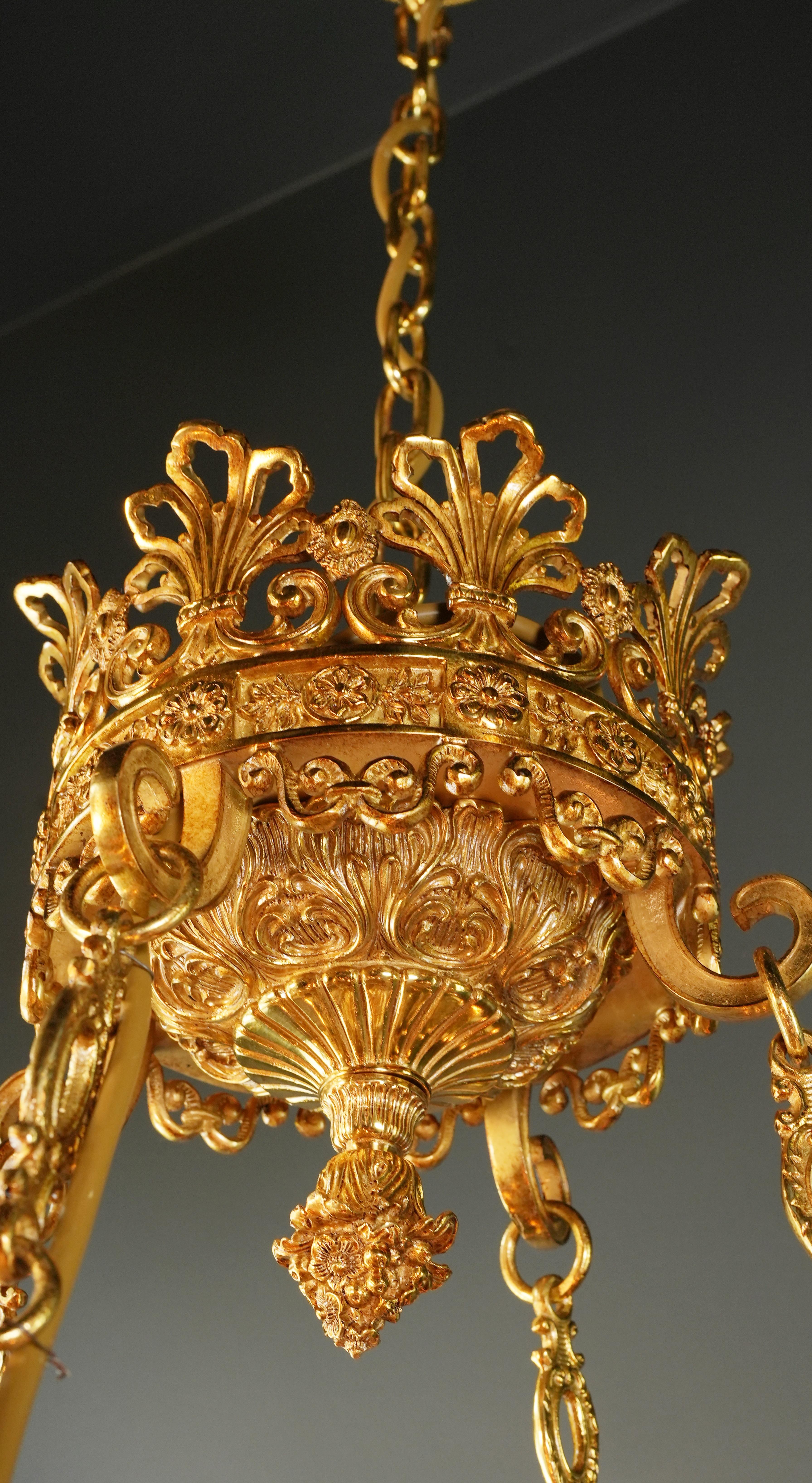 21st Century Baroque Brass Empire Chandelier Crystal Lustre Lamp Antique Gold  For Sale 5