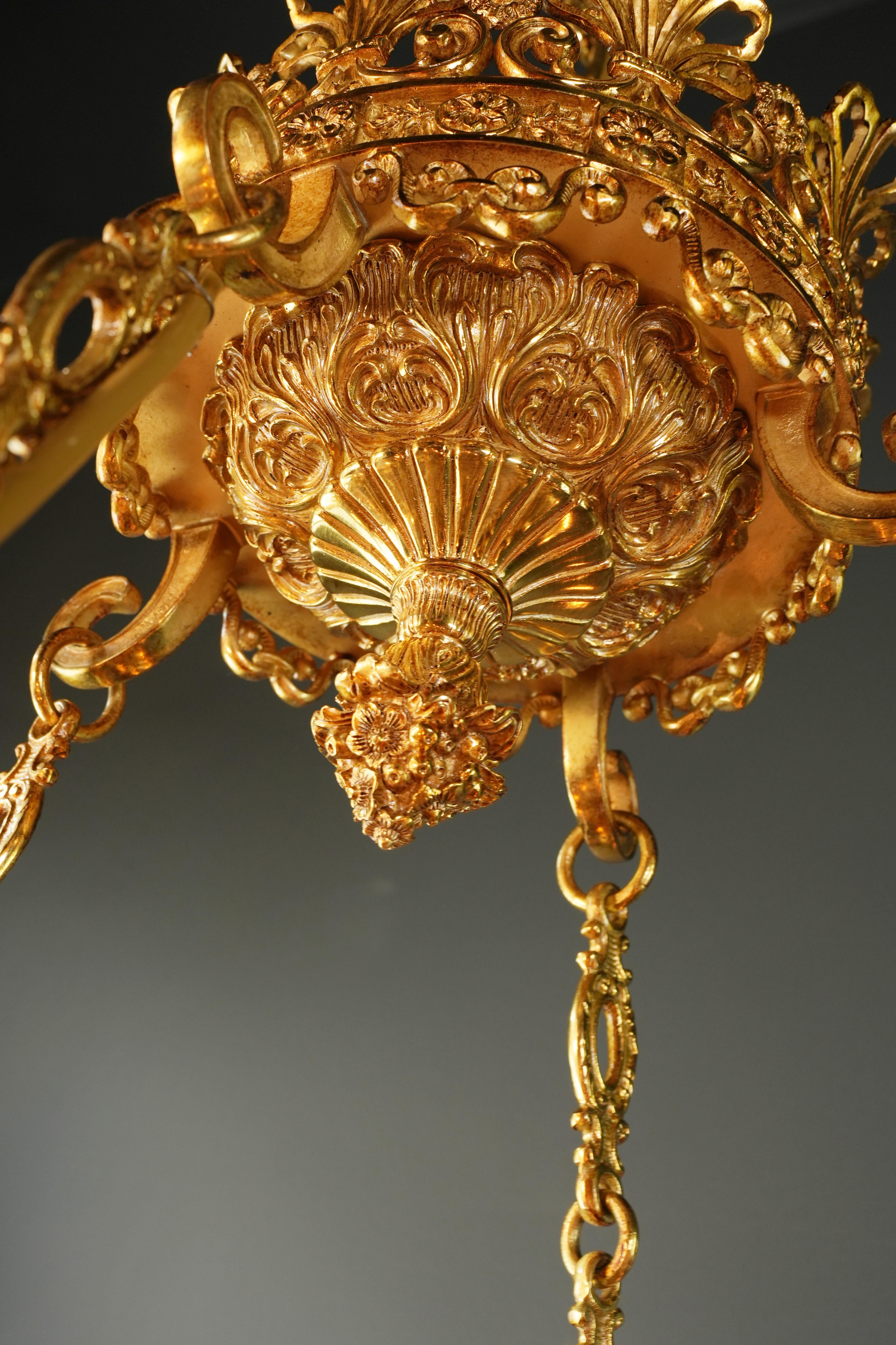 21st Century Baroque Brass Empire Chandelier Crystal Lustre Lamp Antique Gold For Sale 7