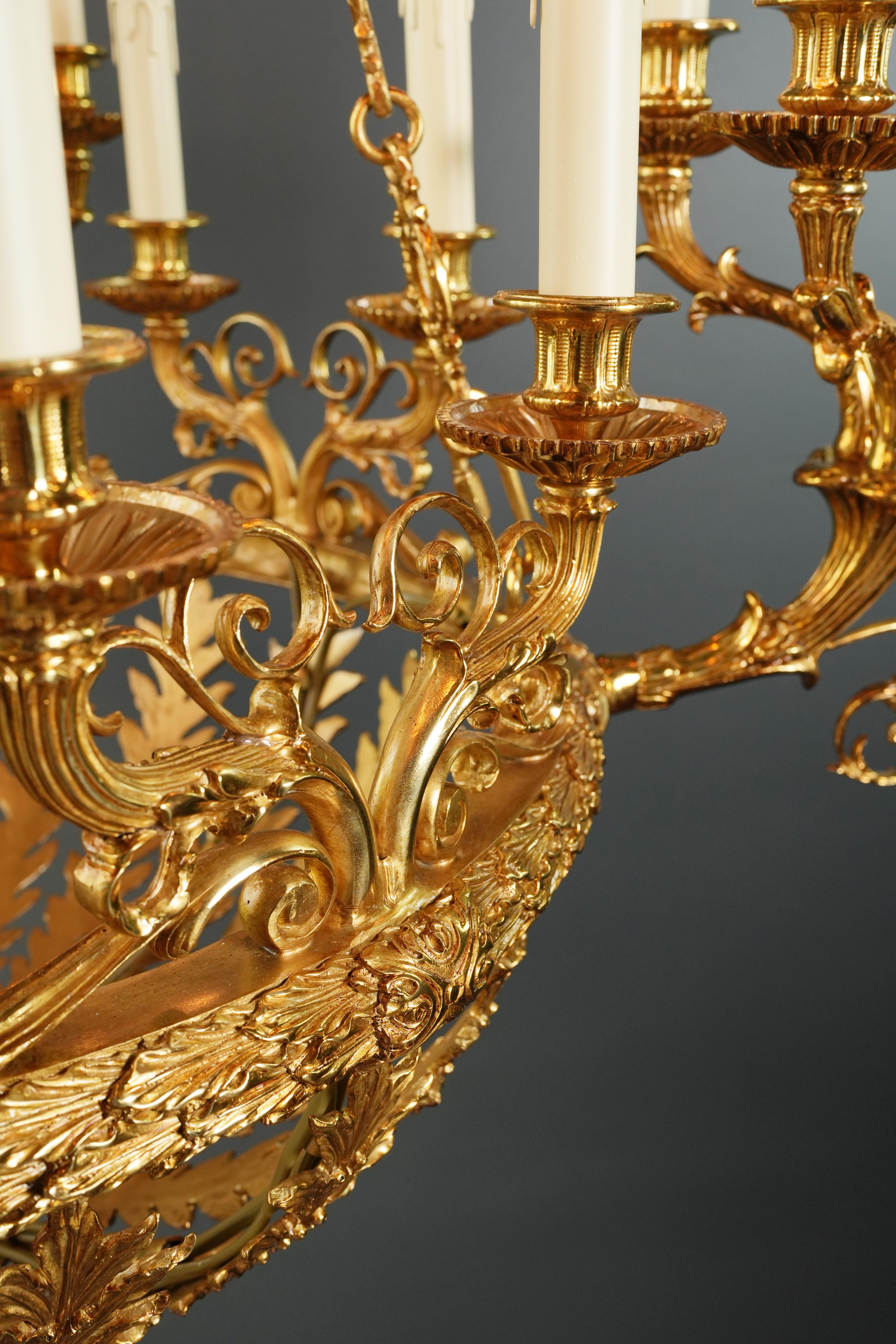21st Century Baroque Brass Empire Chandelier Crystal Lustre Lamp Antique Gold For Sale 4