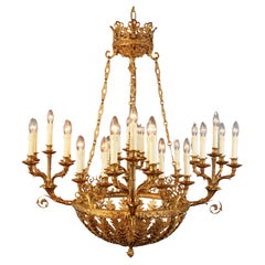 21st Century Baroque Brass Empire Chandelier Crystal Lustre Lamp Antique Gold
