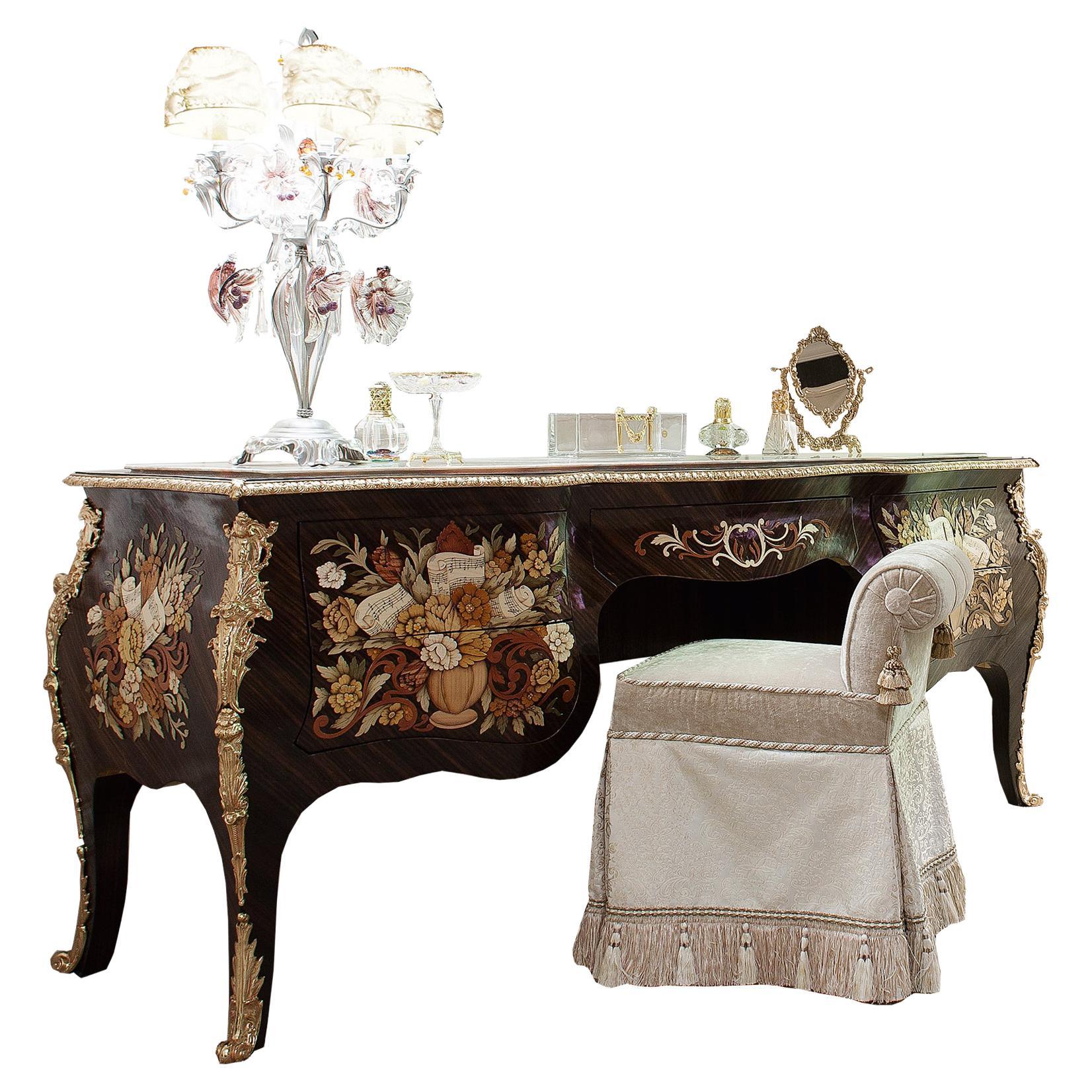 Barocker handbemalter Make Up-Tisch des 21. Jahrhunderts von Modenese Gastone, Barock
