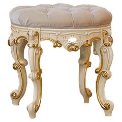 21st Century Baroque-Inspired Bright Pouf with Gold Leaf by Modenese Gastone
