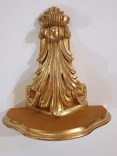 paire de supports muraux de style baroque du 21e siècle en bois doré:: Italie:: 2015