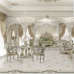 21st Century Baroque White Chest of Drawers with Silver Leaf by Modenese Gastone