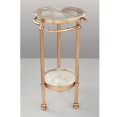 21st Century bathroom table in golden bronze and crystal with towel-holder