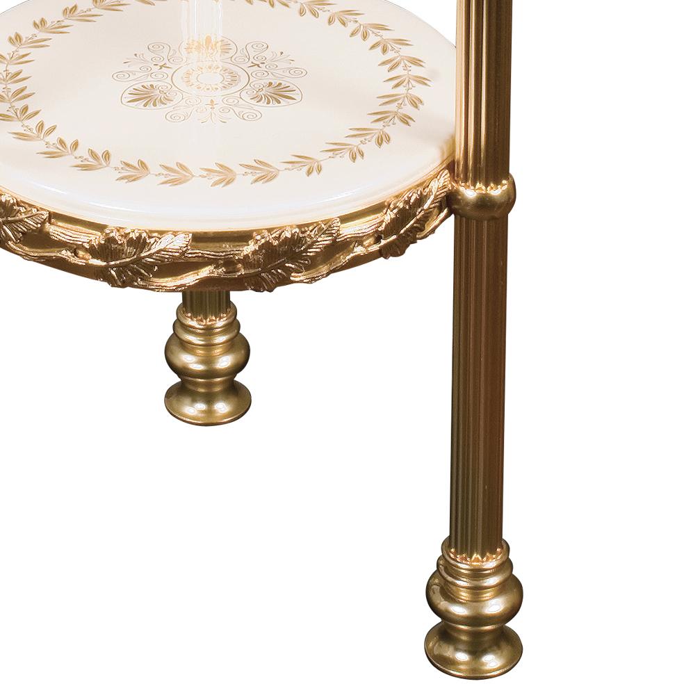 Italian 21st Century bathroom table in golden bronze and porcelain with towel-holder  For Sale