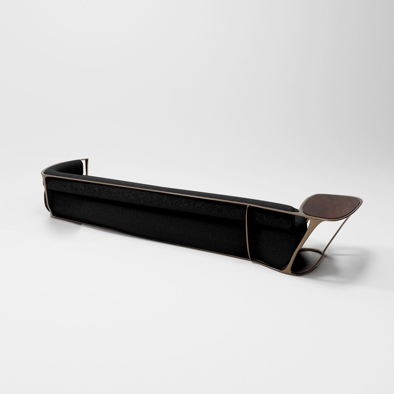 French 21st Century, Beam Collection Cb Bronzed Frame Low Bench Sofa by Studio Sors