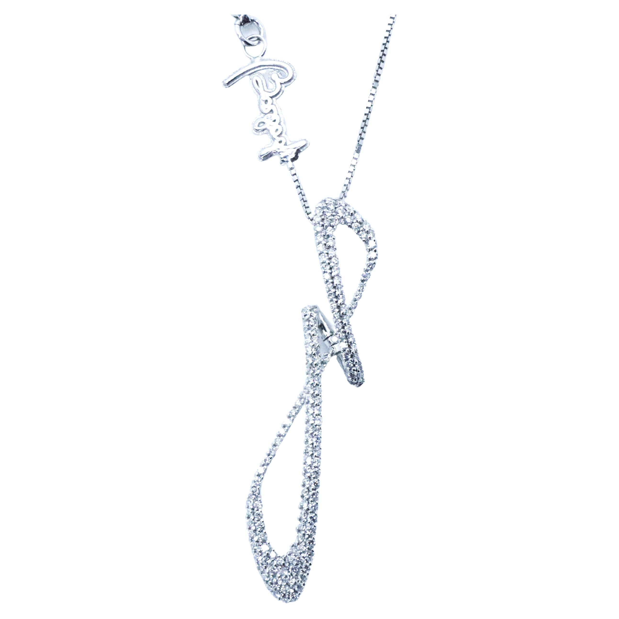Modern 18K White Gold 1.00 ct Diamond Pave Made in Italy Shapeshifting Cosmic Pendant For Sale