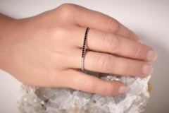 Made in Italy 18K White Gold White Black Diamond Two-Finger Empowerment Ring