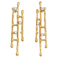 18k Yellow Gold Diamonds Made in Italy  Grounding Empowerment Dangle Earrings