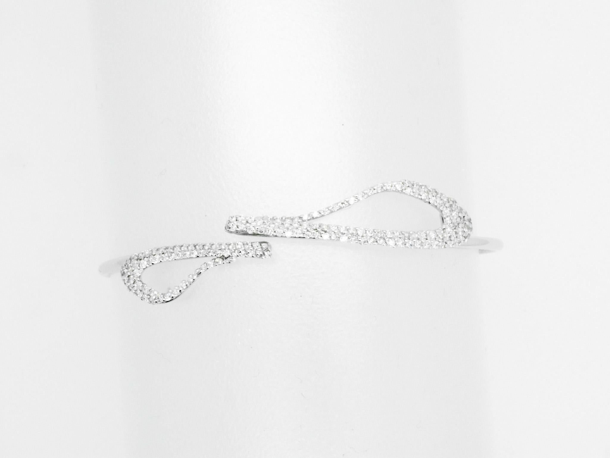 Beatrice Barzaghi Diamond Pave White Gold Ethereal Delicate Cuff Bracelet For Sale 4