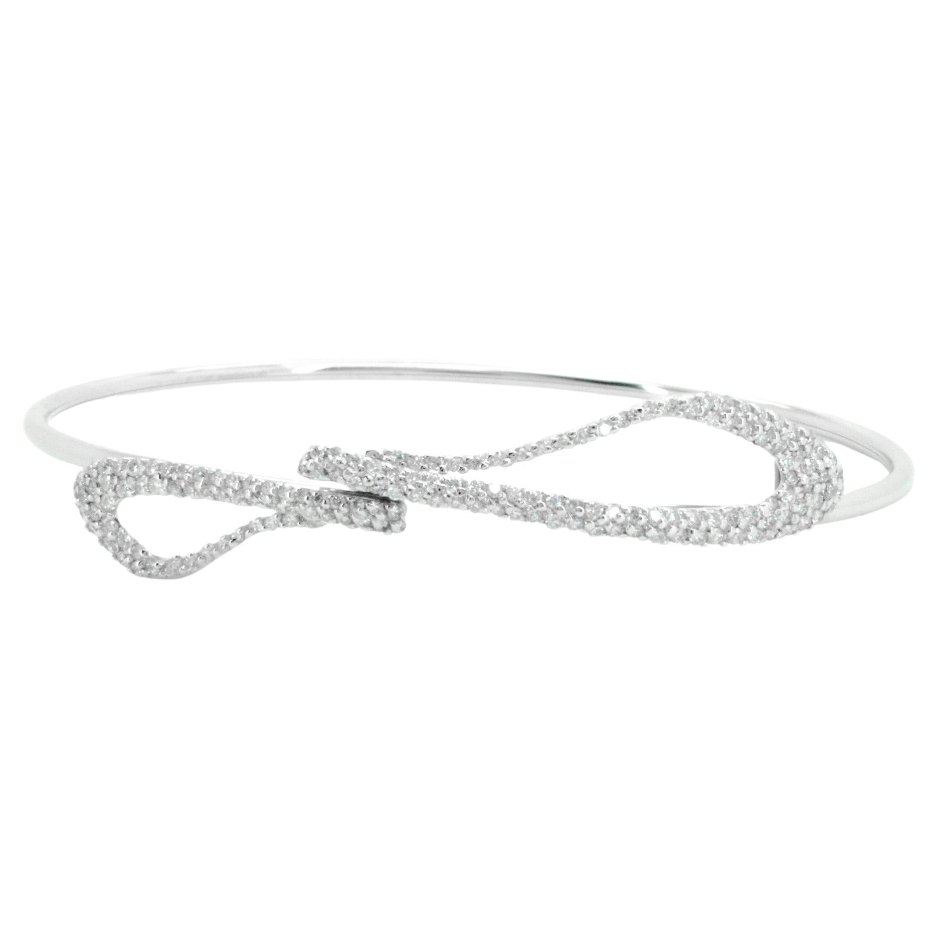 Modern Beatrice Barzaghi Diamond Pave White Gold Ethereal Delicate Cuff Bracelet For Sale