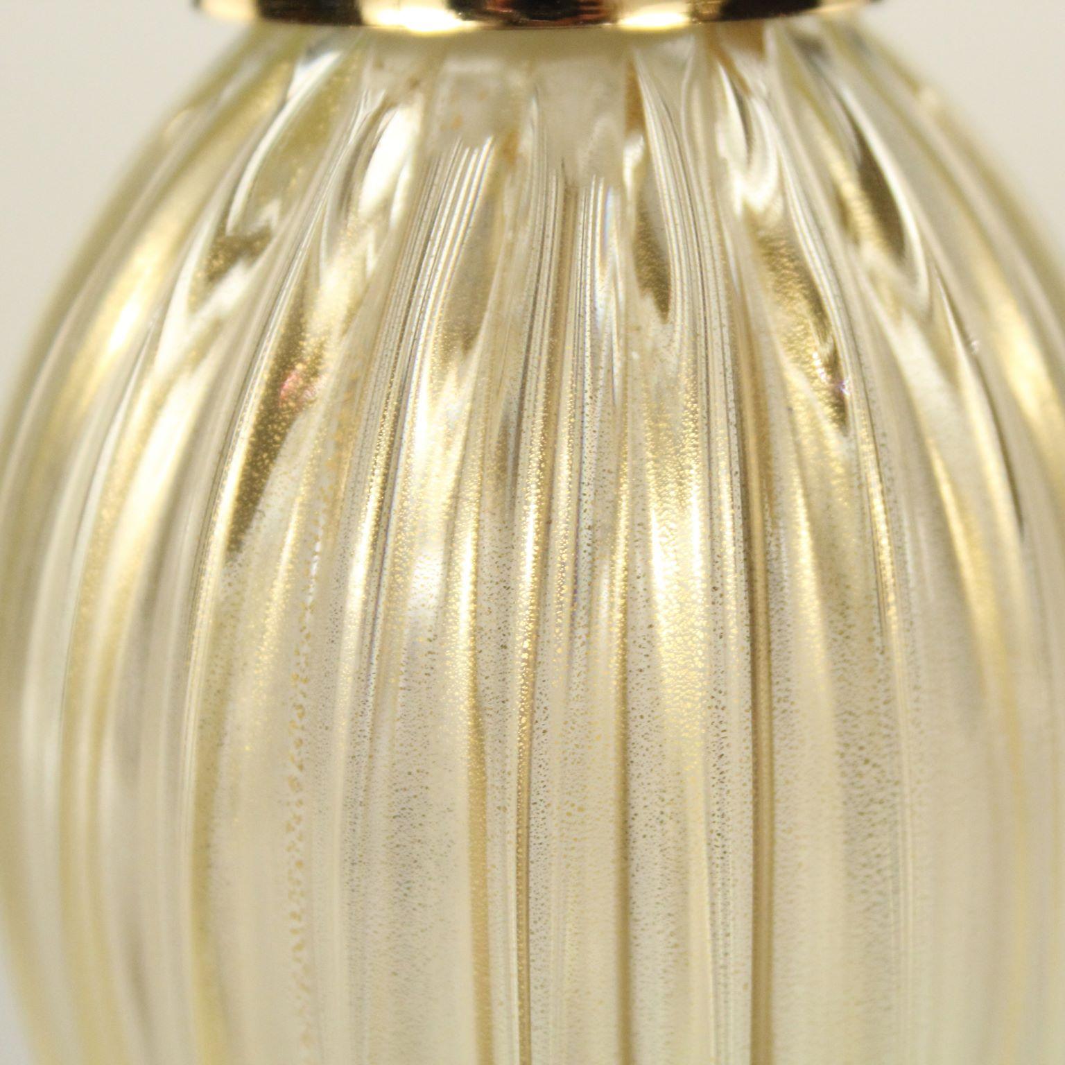 Italian One Bedside Lamp 1Light Golden Leaf Murano Glass by Multiforme in stock For Sale