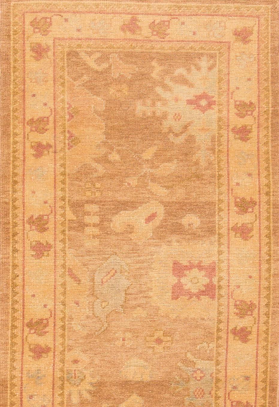 Hand-Knotted 21st Century Beige Turkish Oushak Runner Rug For Sale