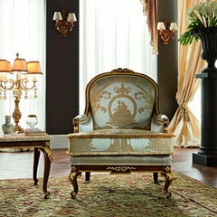 21st Century Beige Victorian Armchair