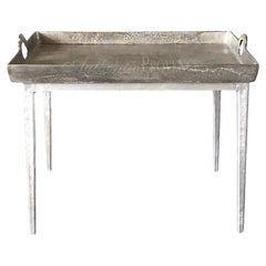 21st Century Belgian Brugge Metal Side Table - Square Aluminum Serving Table