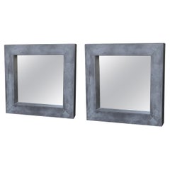 21st Century Belgian Pair of Grey Adje Metal Wall Glass Mirrors