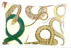 21st Century Belgium Linen Printed "Snake" Down Pillow by, Design Legacy