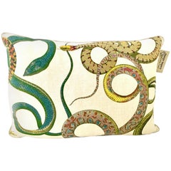 21st Century Belgium Linen Printed "Snake" Down Pillow by, Design Legacy