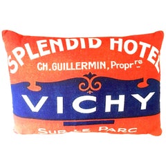 21st Century Belgium Printed Linen and Feather Pillow "Hotel Splendido"