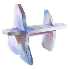 21st Century Bench "Galactica solo bench" by Auchkatzstudio Jesmonite White Blue