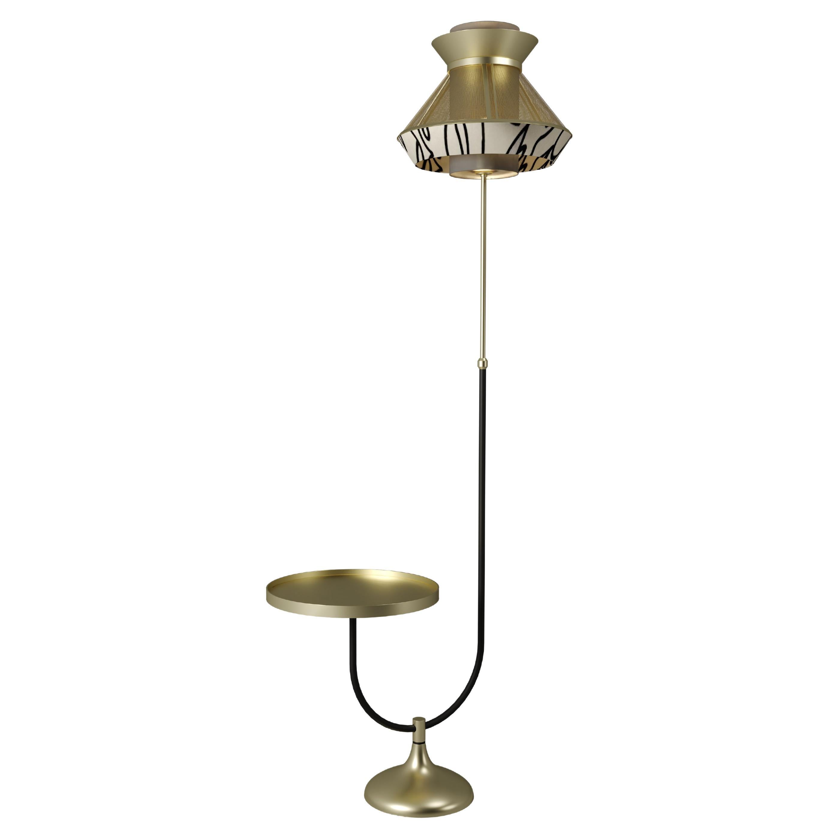 21st Century Bennett Table Floor Lamo Brass For Sale