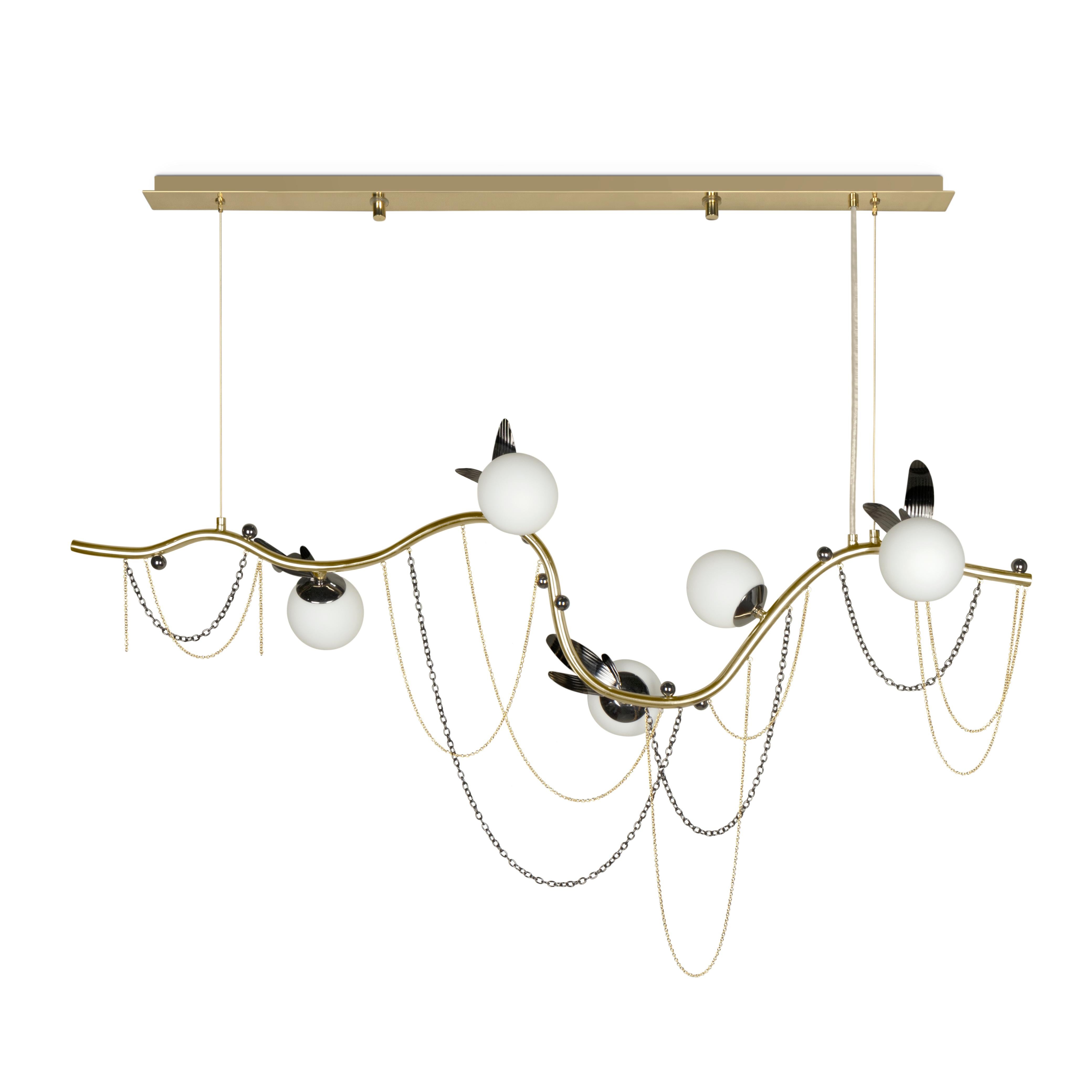 21st Berlin Suspension Lamp Brass Glass  Handmade in Portugal by Creativemary For Sale 3