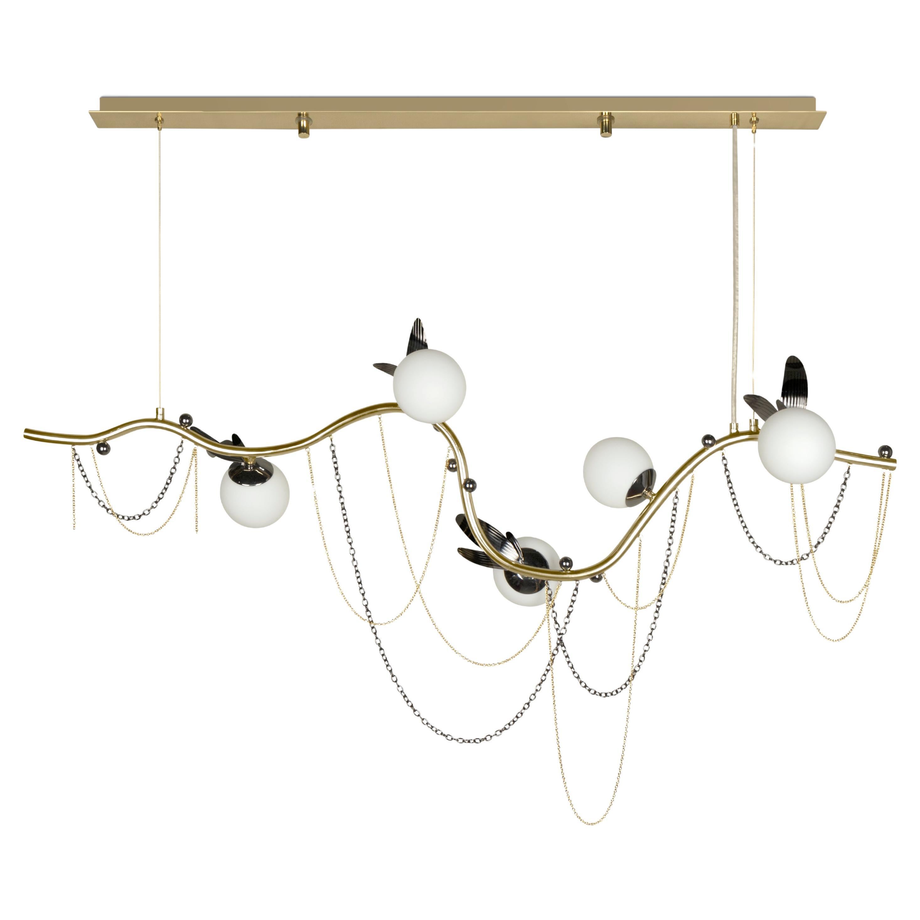 21st Berlin Suspension Lamp Brass Glass  Handmade in Portugal by Creativemary For Sale