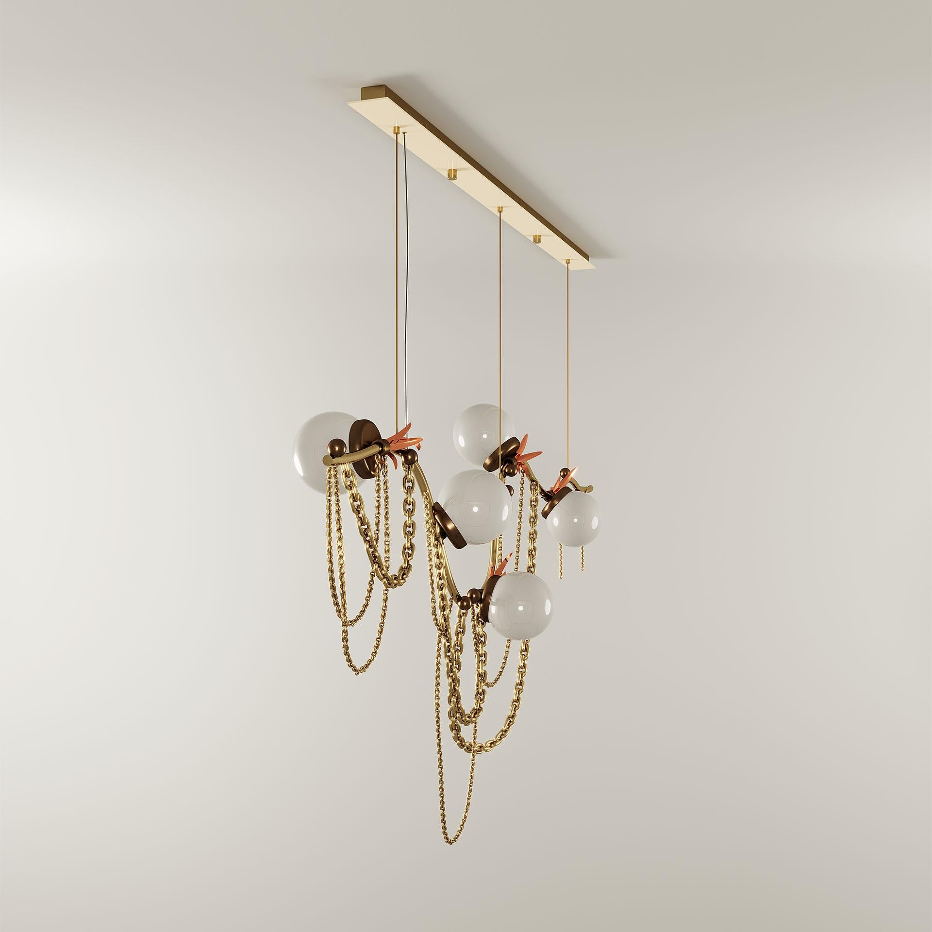 21st Century Berlin Suspension Lamp Brass Glass  by Creativemary For Sale 4