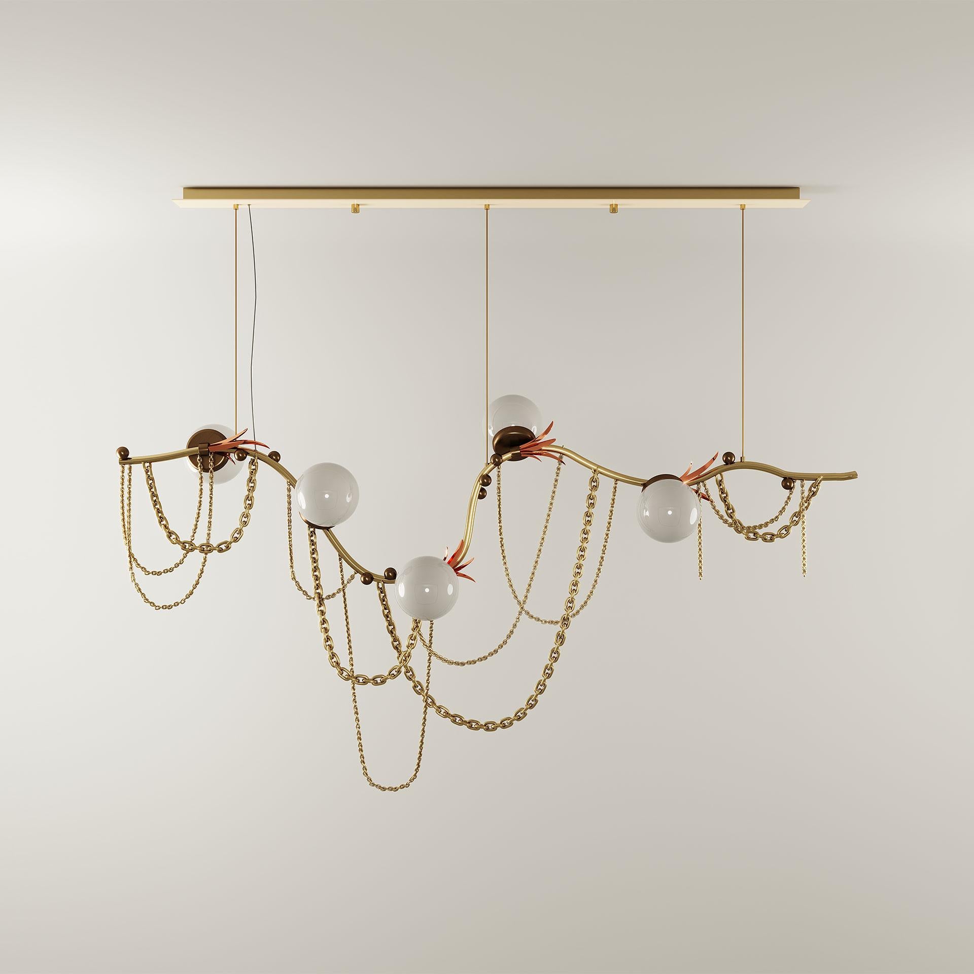 21st Century Berlin Suspension Lamp Brass Glass  by Creativemary For Sale 2