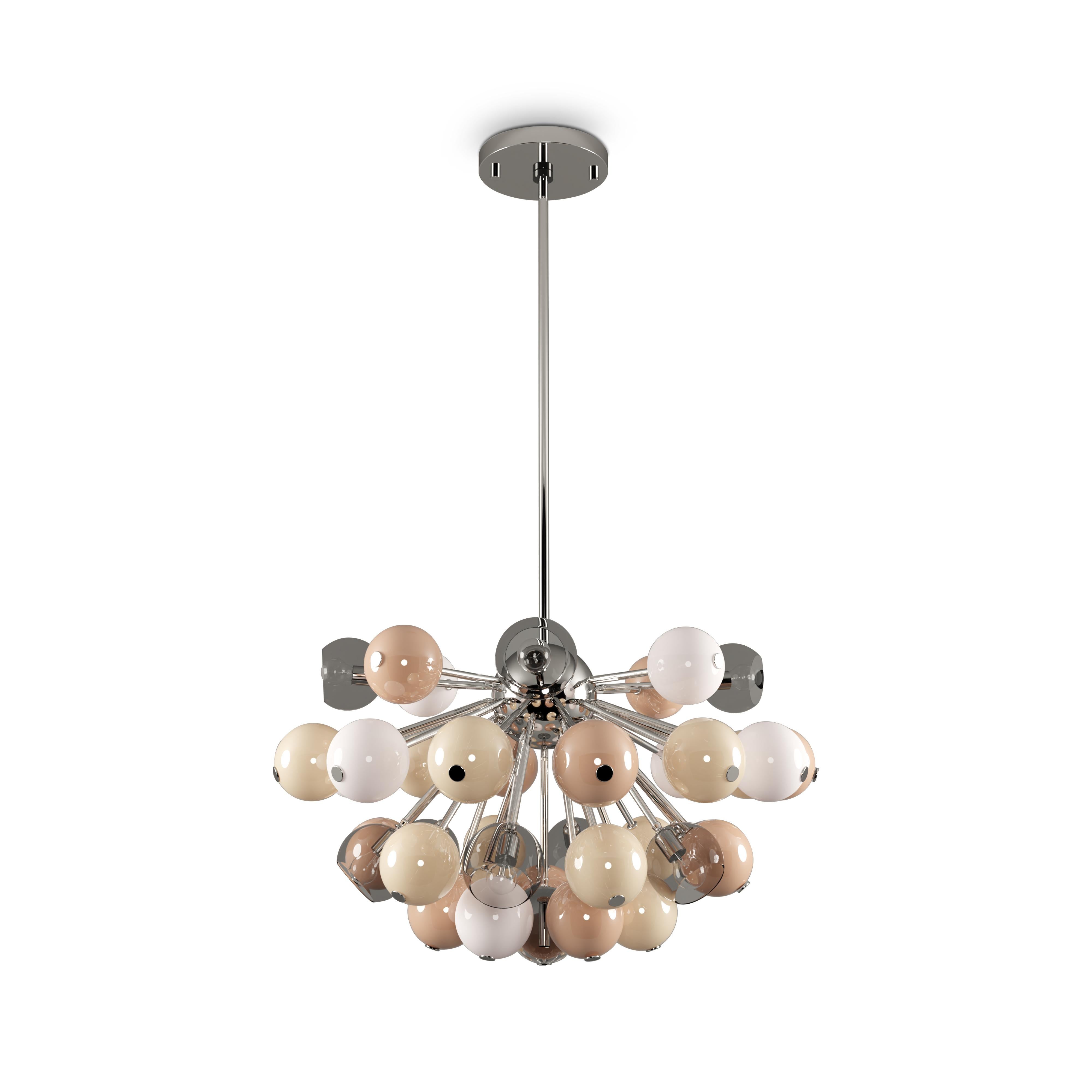Contemporary 21st Century Berries Suspension Lamp Glass Nickel-Plated For Sale