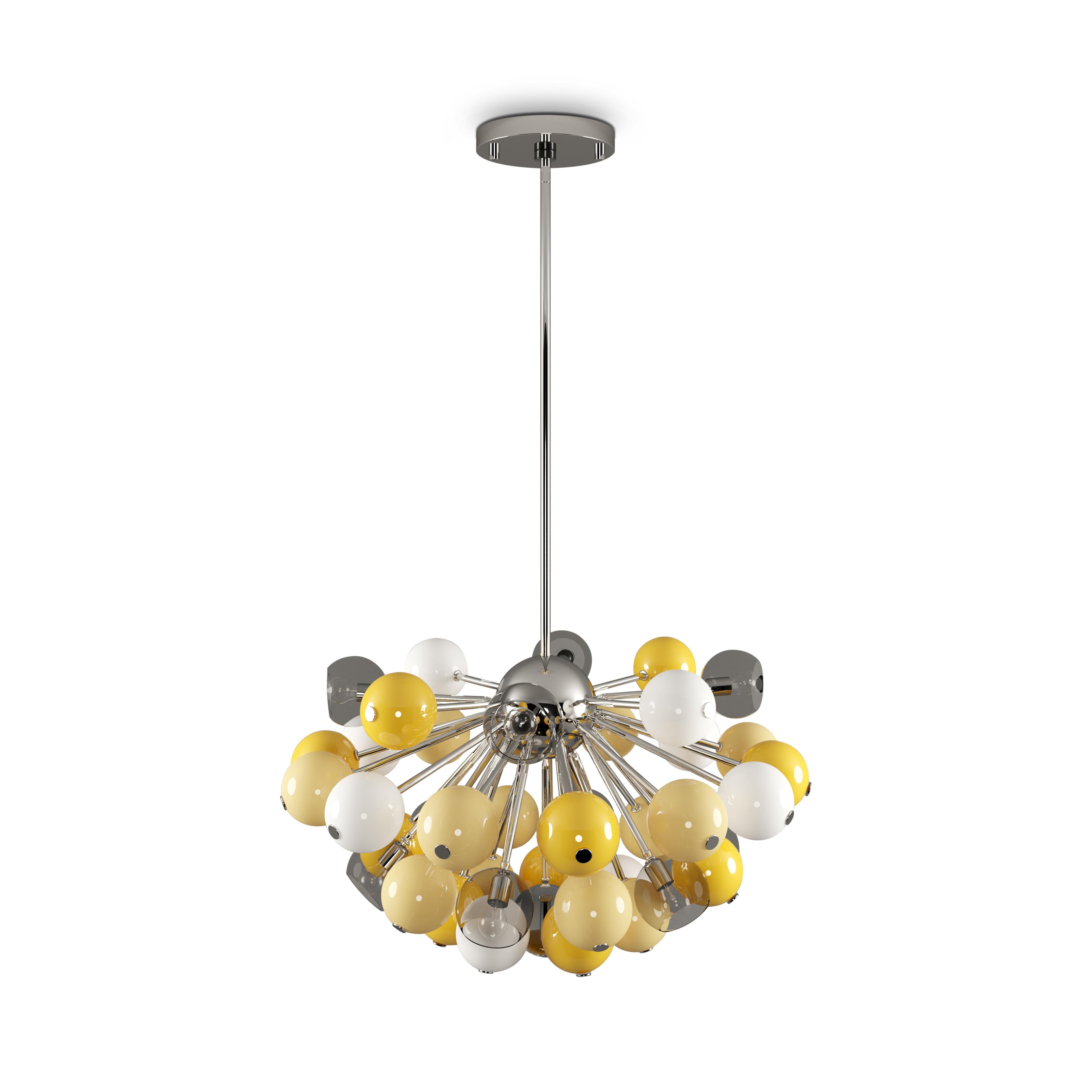 21st Century Berries Suspension Lamp Glass Nickel-Plated For Sale 1