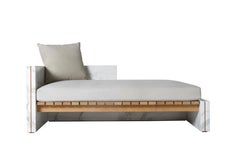 21st CBettogli White Statuario Marble Chaise Lounge Custom Cushions Gallerystock