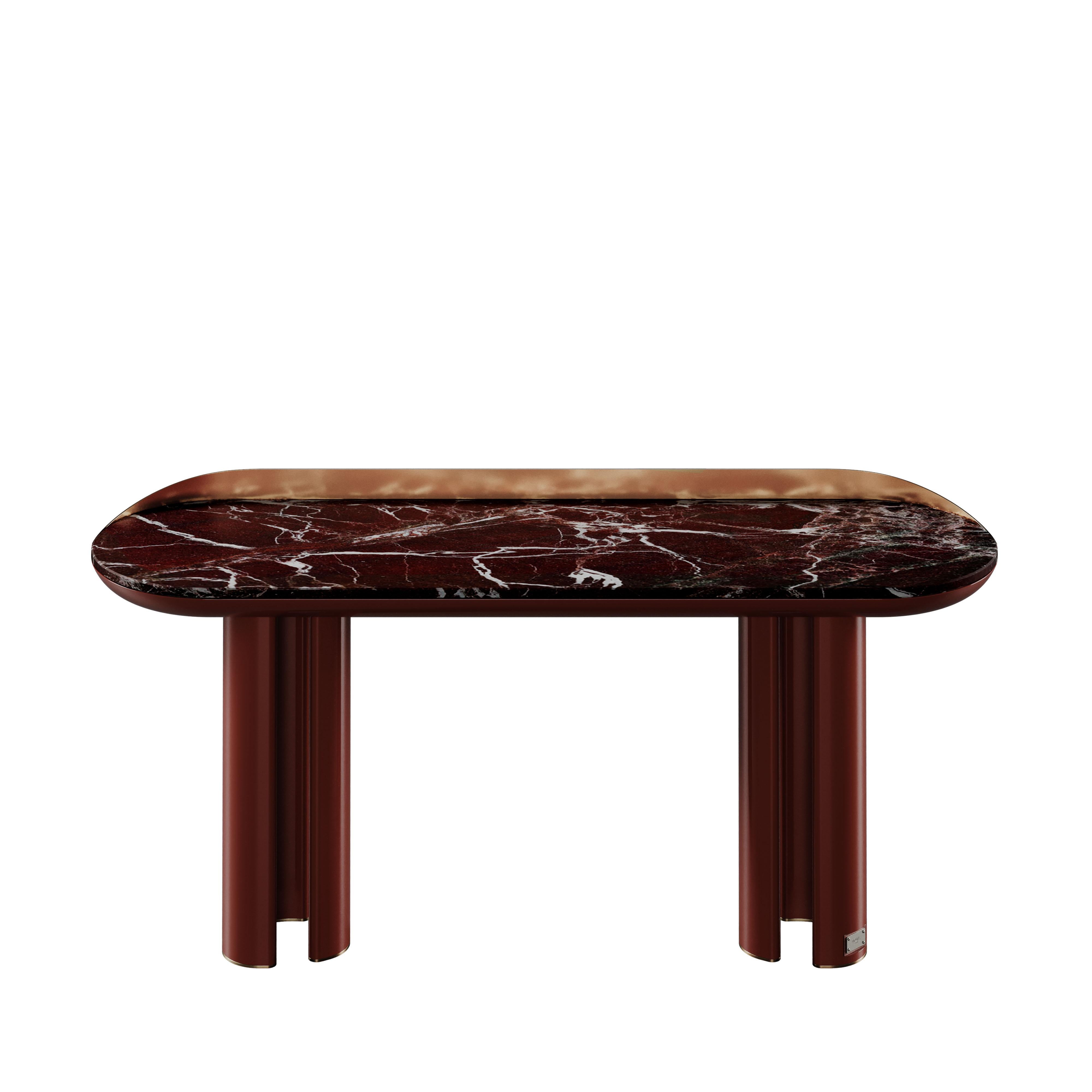 XXIe siècle et contemporain Table console Beverly du 21e siècle en bois laqué et laiton poli en vente